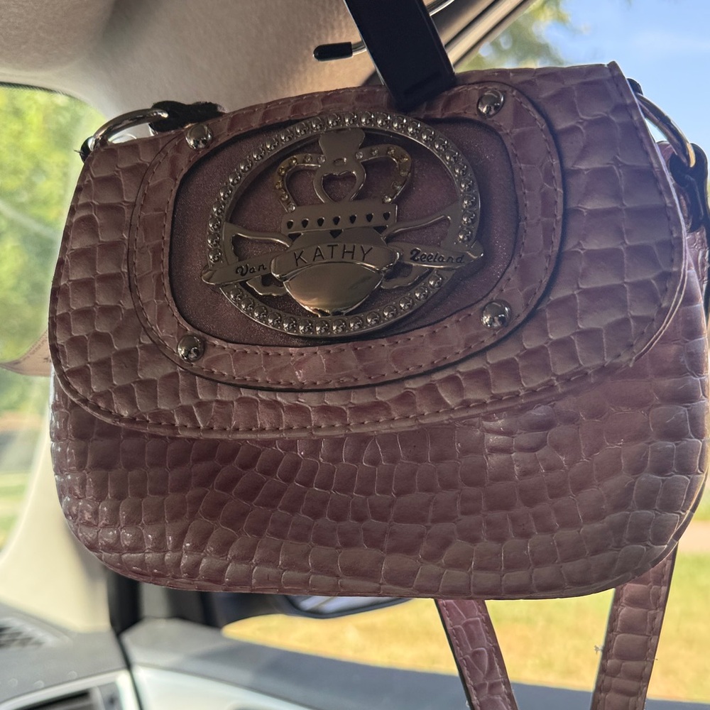 Pink Crocodile Embossed Shoulder Bag